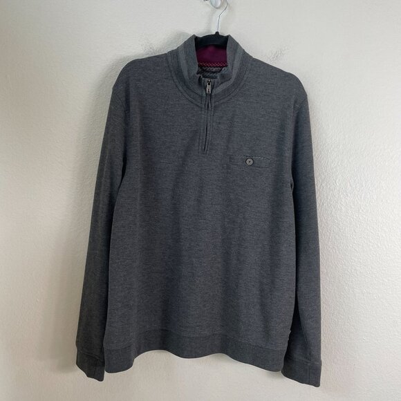 Ted Baker Mens XXL Gray 1/4 Zip Pullover Sweatshirt Long Sleeve Top - Picture 1 of 12